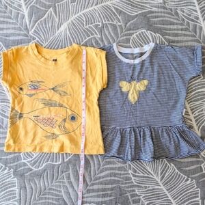 Bundle of 2 Tea & Burt's Bees Kids Girl 100% Cotton T-Shirts